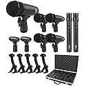 XTUGA 7-Piece Drum Microphone Kit,Wired Dynamic Drum Mic Kit - Metal Kick Bass Drum,Tom/Snare & Cymbals Microphone with Thread Clip-On for Stage