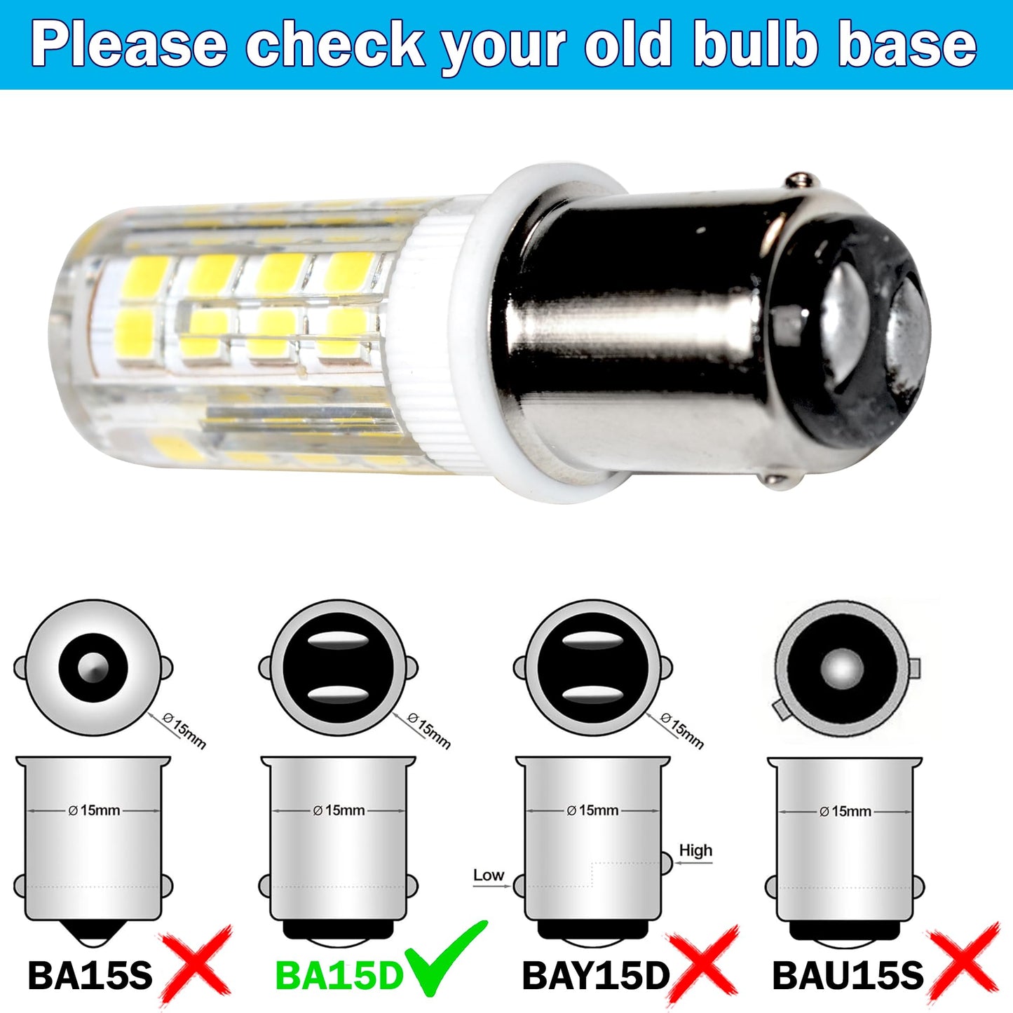 HQRP 2-Pack 120V LED Light Bulb Cool White Compatible with Clarke 40920A CK-40920A 911113 Replacement for Super 7 7R Su7R B2 Edge Hand Sanders