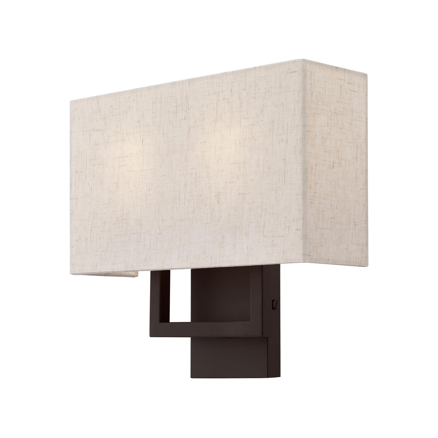 Livex Lighting 50994-07 Pierson Collection 2 Light Ada Wall Sconce, Oatmeal Fabric Outside, White Fabric Inside Hardback Shade, Bronze Finish