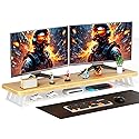 NestNeat Dual Monitor Stand Riser, 39 Inch Large Wood Monitor Stands for 2 Monitors, Desk Monitor Riser for Computer/Laptop/Printer/TV, Stand Riser up