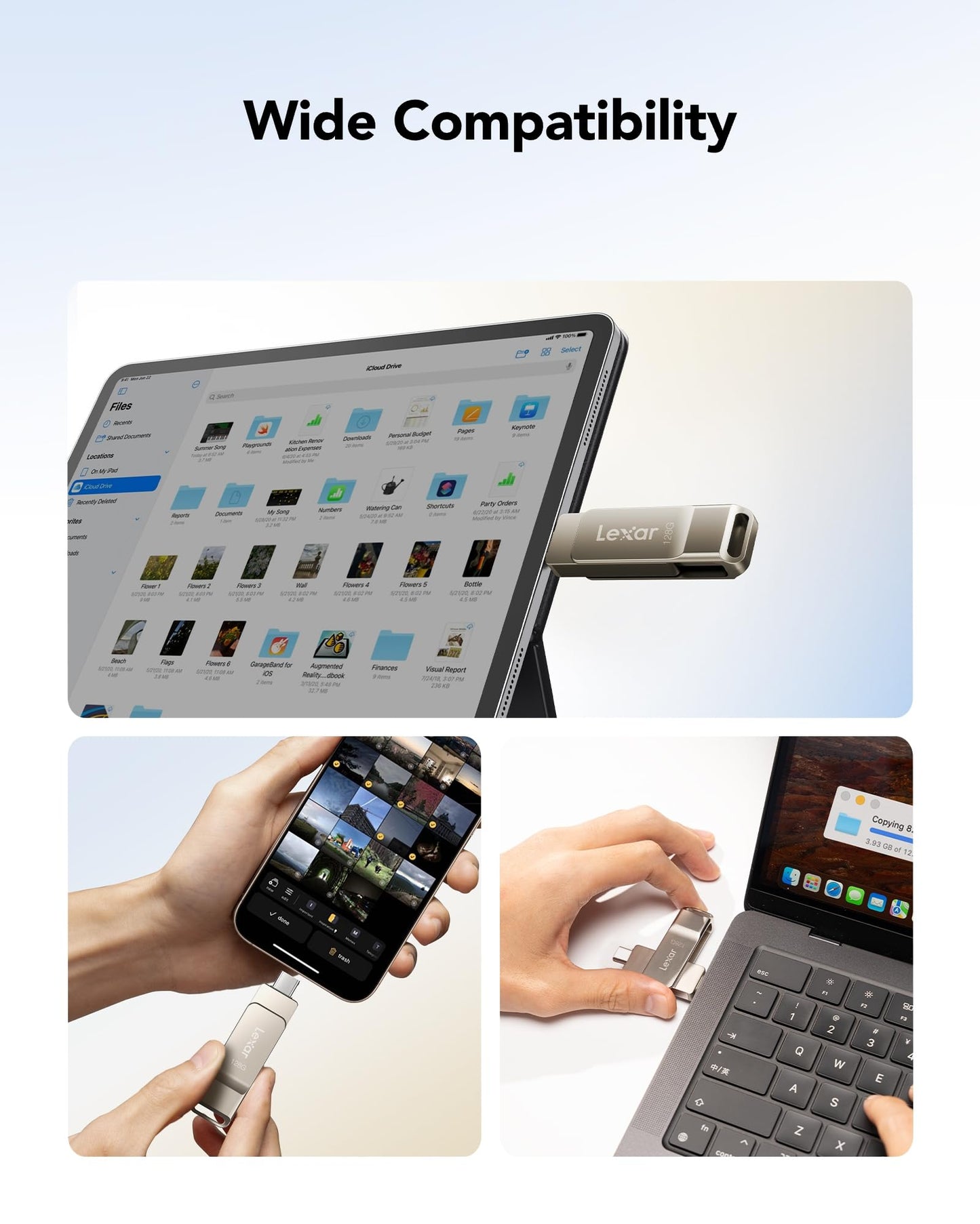 Lexar D40E 128GB Dual USB 3.2 Gen 1 Type-C Jump Drive, USB-C Flash Metal Housing Swivel Design Thumb Drive (Champagne Silver)