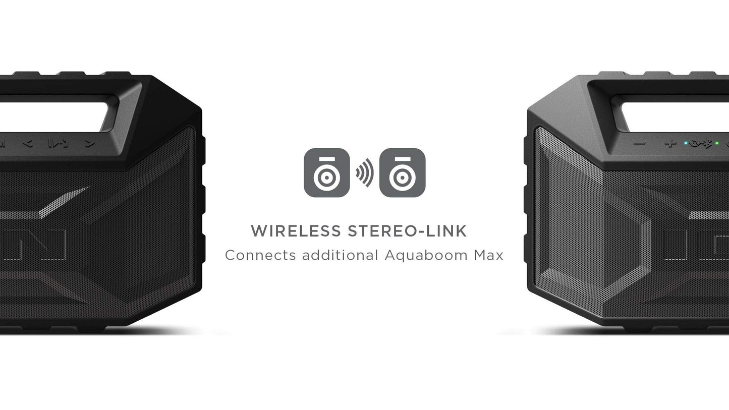 ION AQUABOOM MAX - Waterproof Bluetooth Speaker Mudproof/Sandproof Stereo Boombox and FM Radio (5 Pack) (Renewed)