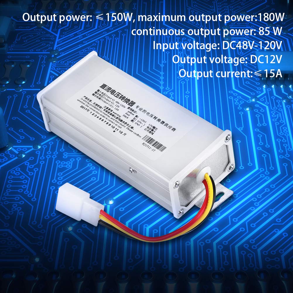 DC Converter 48V-120V to 12V, DC to DC Step Down Power Supply Converter 15A 180W DC to DC Voltage Converter Module