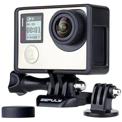 GEPULY Frame Mount Protective Housing Case with Bracket Accessories and Lens Cap for GoPro Hero 3, Hero3+, Hero 4 Black Silver Cameras