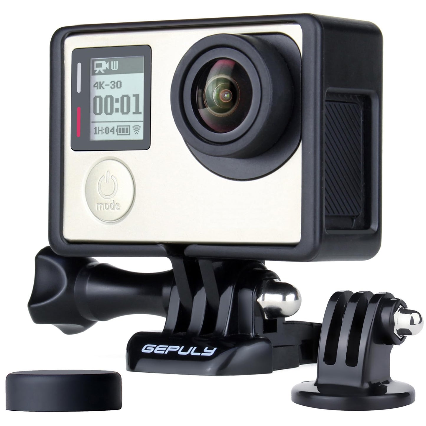 GEPULY Frame Mount Protective Housing Case with Bracket Accessories and Lens Cap for GoPro Hero 3, Hero3+, Hero 4 Black Silver Cameras