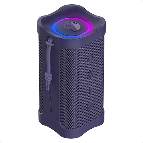 Skullcandy Terrain 2 Wireless Bluetooth Speaker, IPX7 Water Resistant, 14H Battery, Multi-Link, LED Light Show, Lightweight & Portable (Deep Purple)