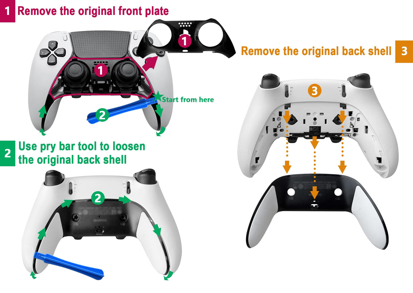 Repair Back Cover for PS5 DualSense Edge Controller, Replacement Shell with Soft CD Rubber Grip, Snap-On Design to Fix Peeling & Yellowing, Black, 1