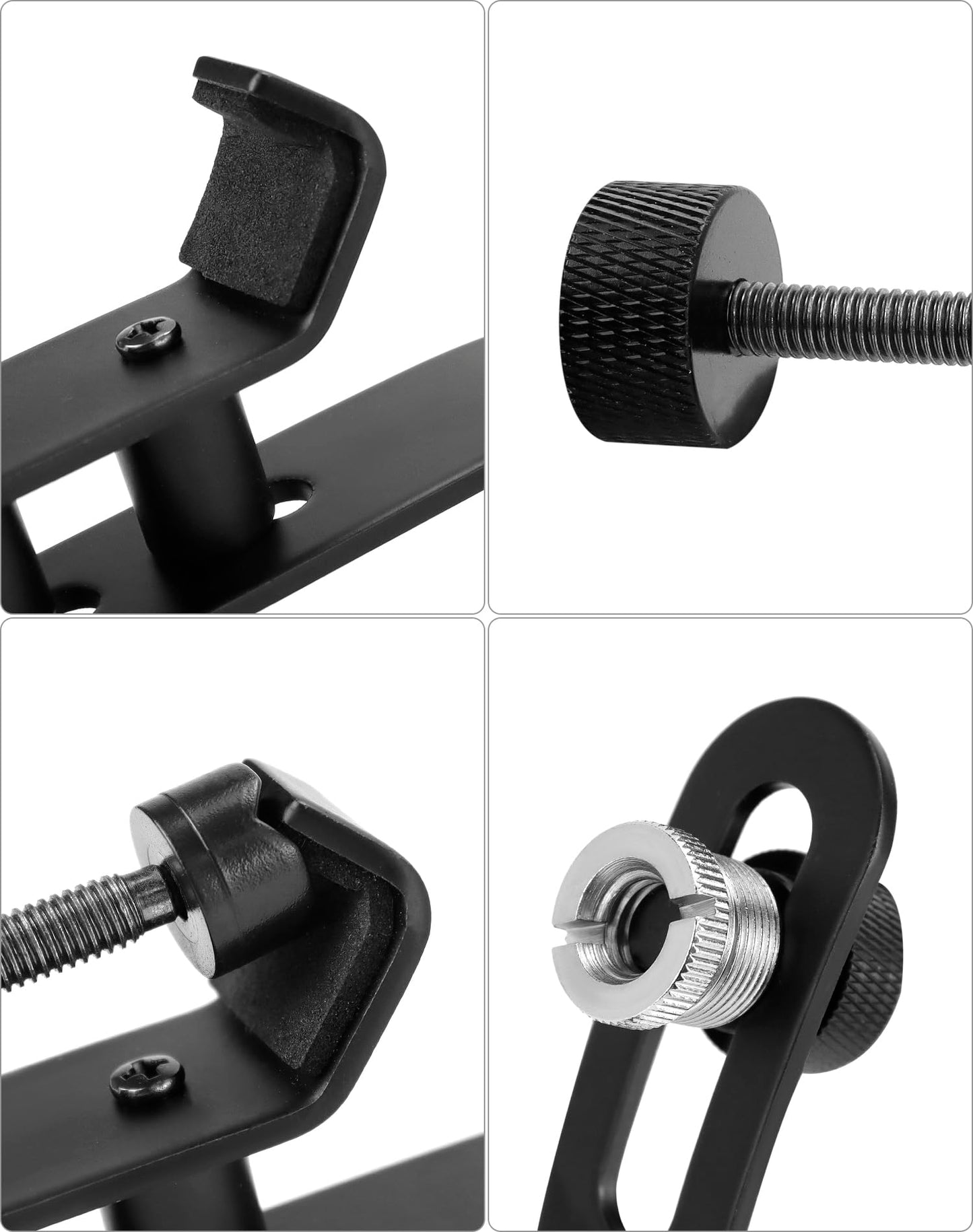 QWORK Drum Microphone Shockproof Clip, 3 Pcs Metal Mic Set Clamp, Adjustable C-Clamp Rim Mount, for 3/8"-16 and 5/8"-27 threaded stands