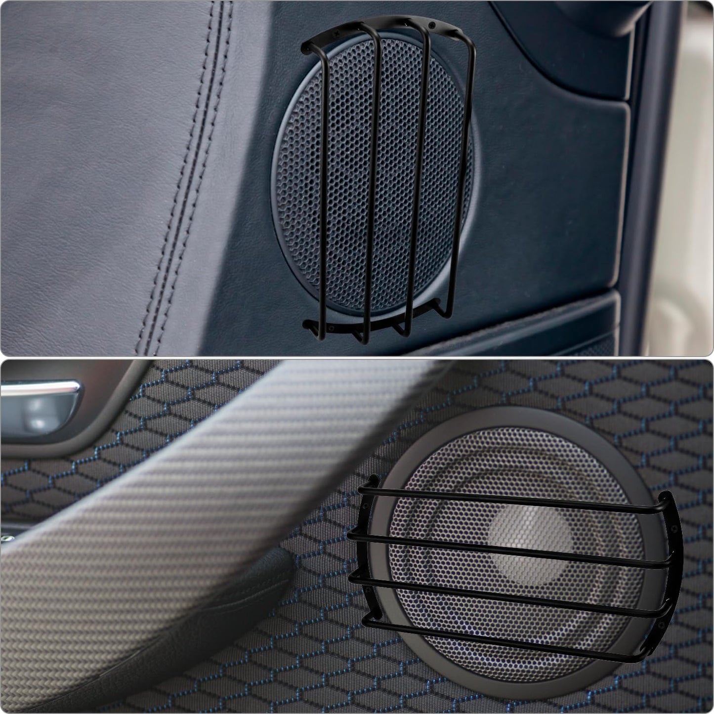 QWORK Metal Speaker Grill Cover - 2 Pack 12'' Satin Black Powder-Coated Finish, Durable Protection for 12 Inch Round Car Subwoofers, Easy Installation