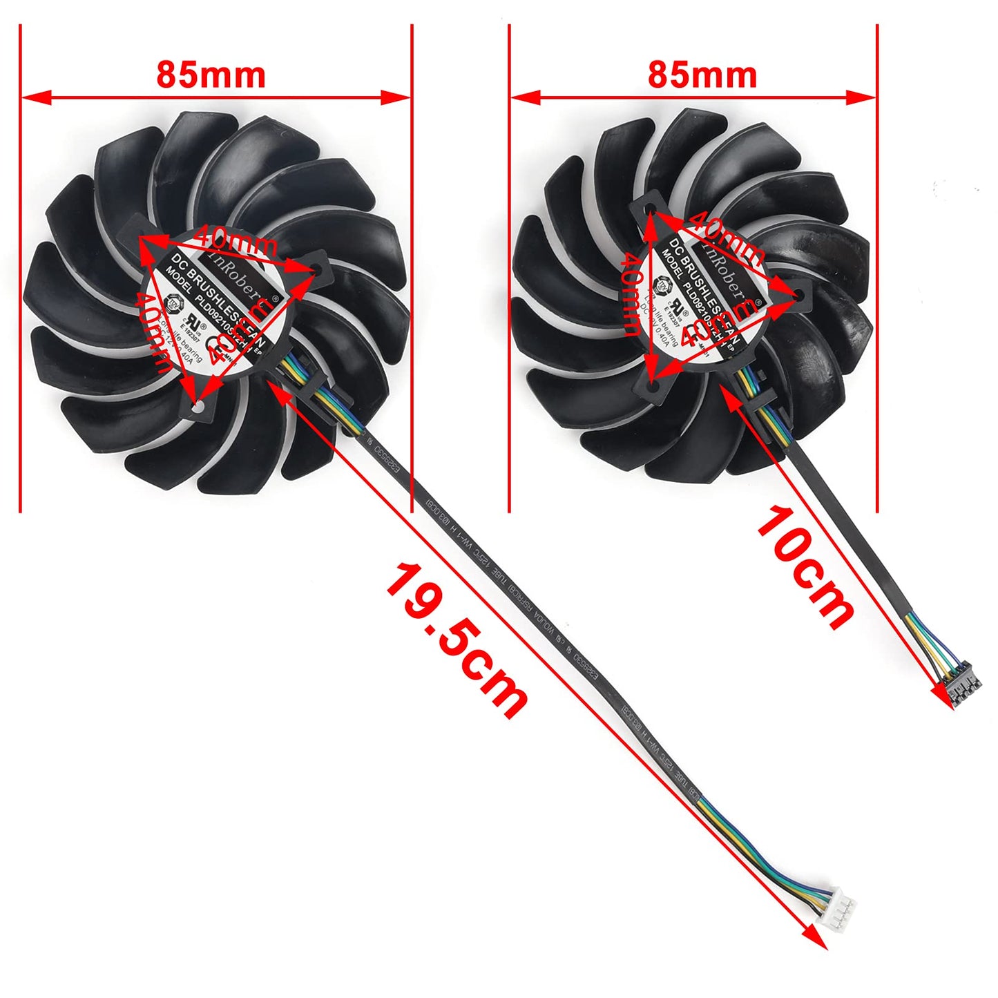 inRobert PLD09210S12HH 85mm 4Pin RTX2080 RTX2070 Graphics Card Fan Replacement for MSI RTX 2060 2070 2080 Super Ventus GPU (Fan-AB)