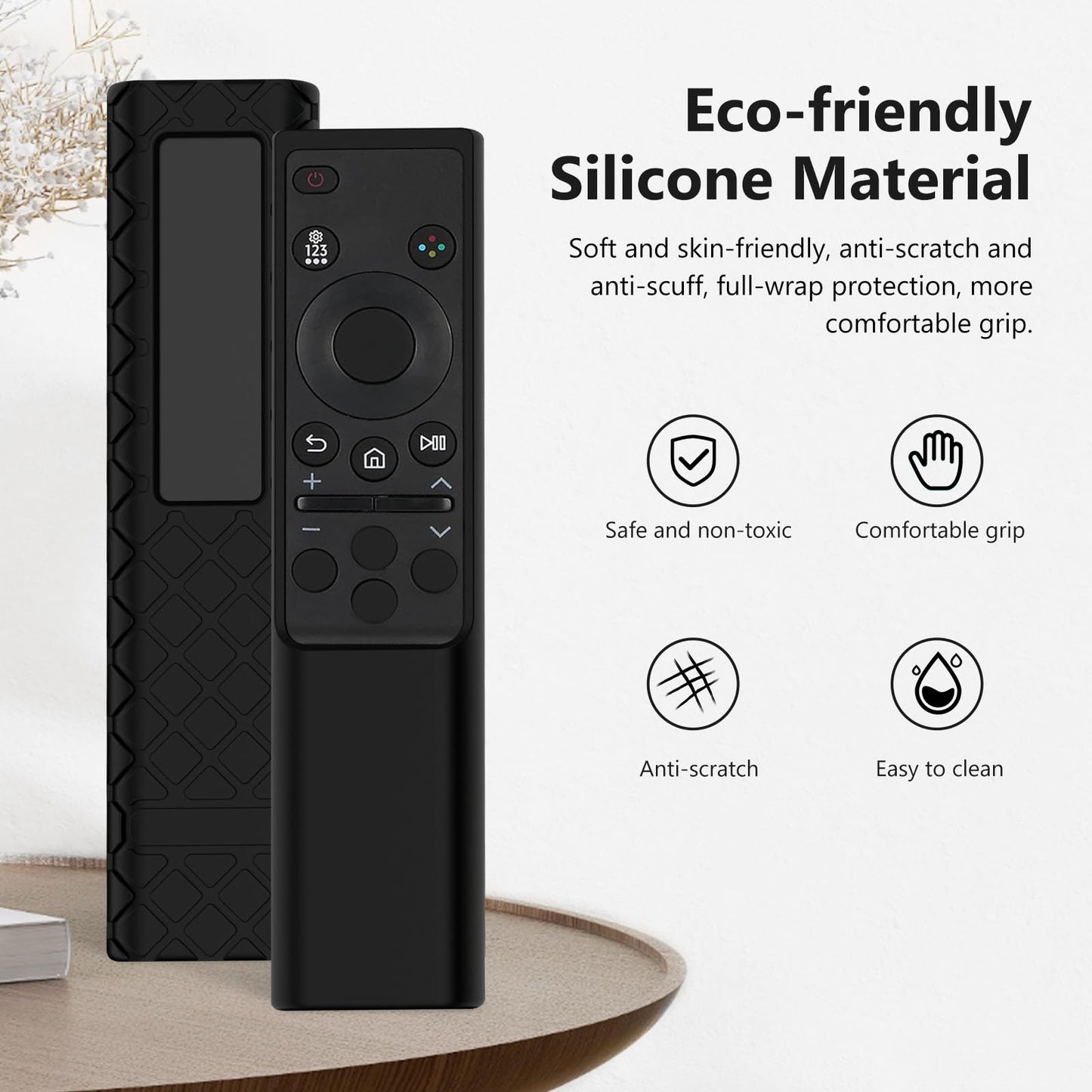 LEFXMOPHY Case for Samsung TM2240A BN59-01388A BN59-01385 BN59-01386 BN59-01357 BN59-01391 2022 2023 Solar Remote Silicone Cover, Black