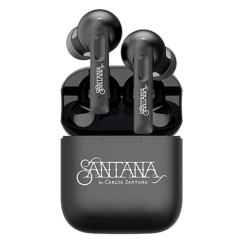 SANTANA BY CARLOS SANTANA Vida Active Noise Cancelling Earbuds - True Wireless Bluetooth Earbuds with Charging Case - Black