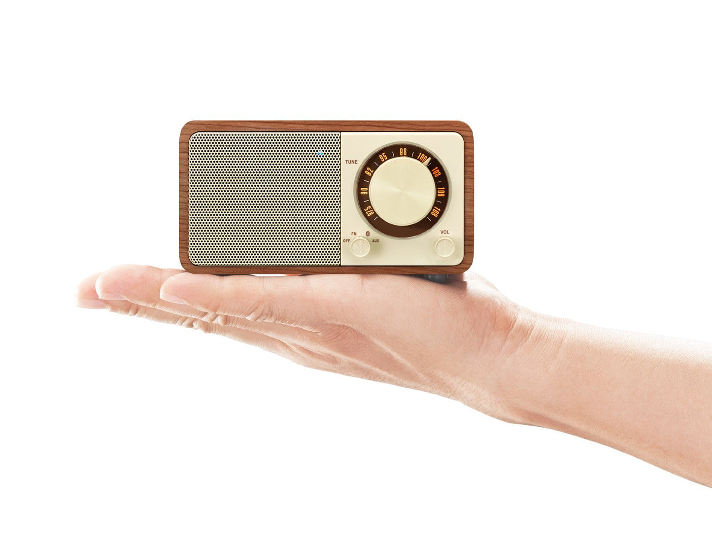 Sangean WR-7WL Wood Cabinet Mini Bluetooth Speaker with FM Tuner and Aux-in Walnut/Wood (Certified Refurbished)