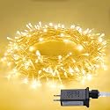 JMEXSUSS 100 LED String Lights Indoor Bedroom, 8 Modes Warm White Christmas Lights Plug in, 33ft Connectable Room Fairy Twinkle Light Outdoor