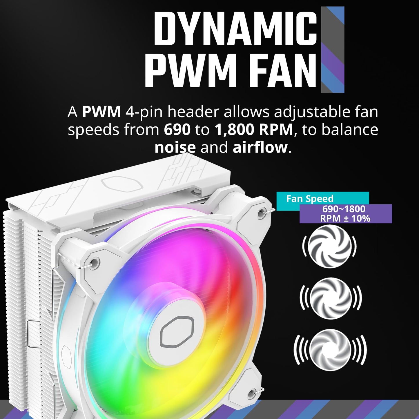 Cooler Master Hyper 212 Halo ARGB CPU Air Cooler - 120mm High Performance PWM Fan, 4 Copper Heat Pipes, Sleek Design Top Cover, Low Noise & Easy