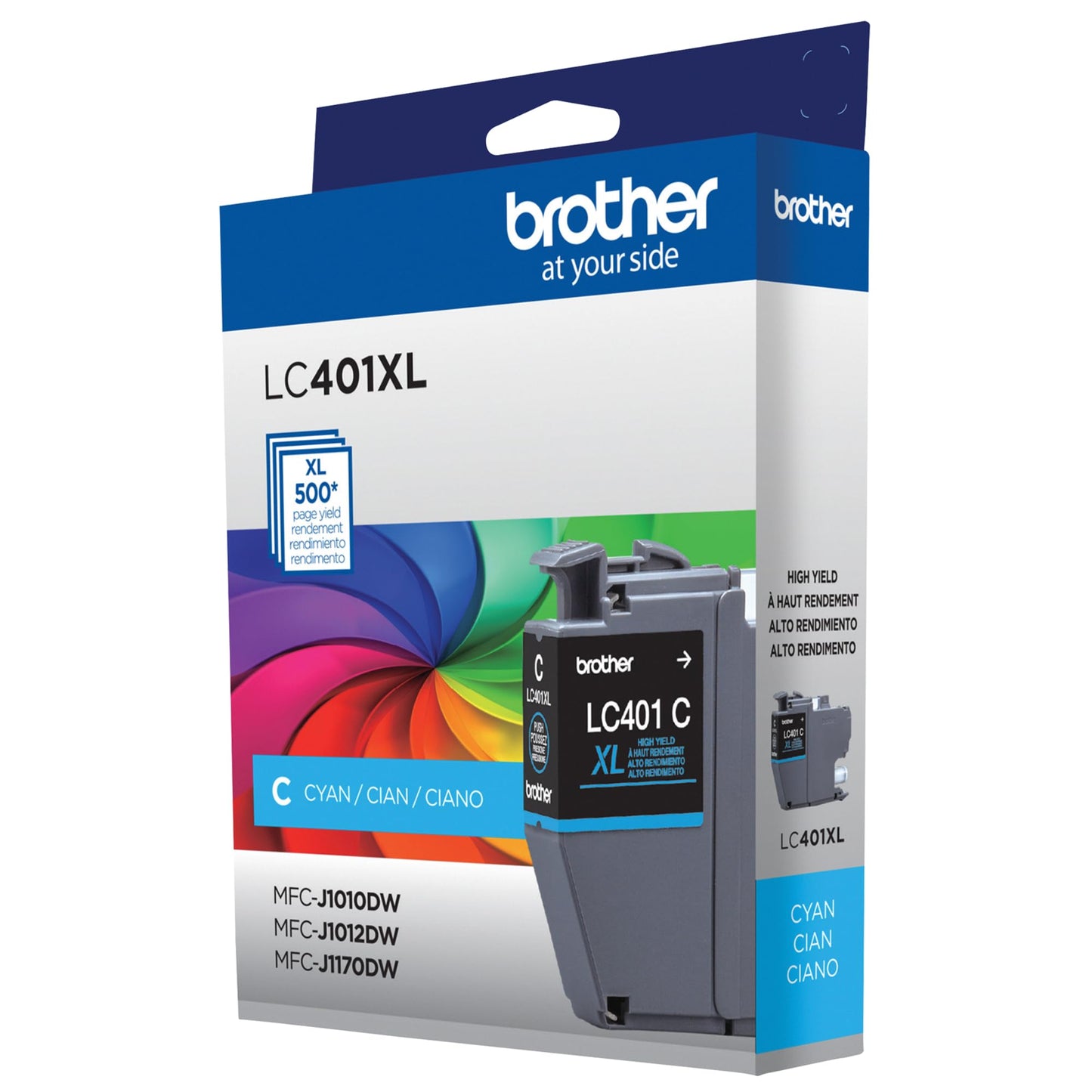 Brother Genuine High Yield Cyan Ink Cartridge, LC401XLCS, Cyan and Black