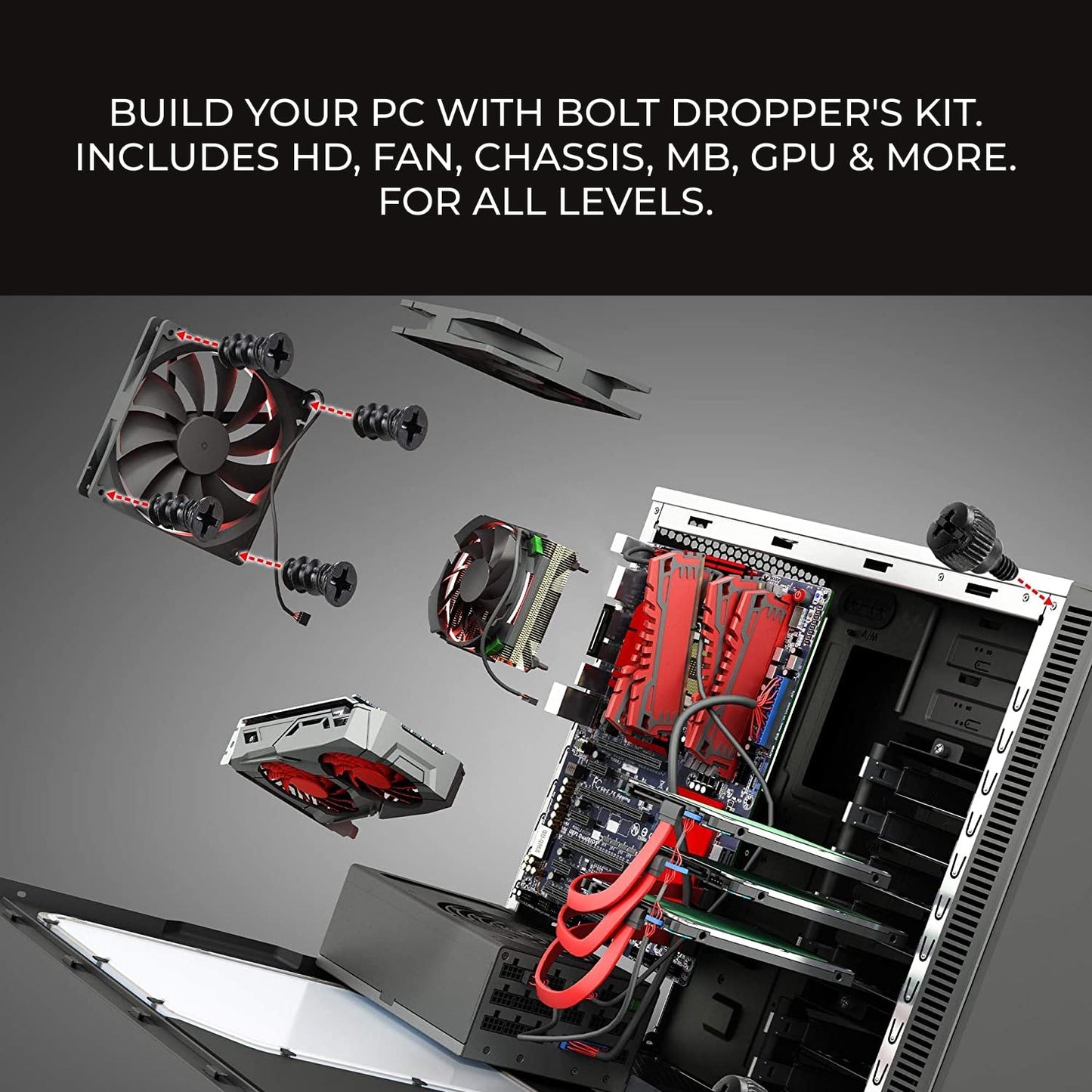 Bolt Dropper 502pcs Computer Screw Assortment Kit - Standoffs Screws for HDD Hard Drive, Fan, Chassis, ATX Case, Motherboard, Case Fan, Graphics, SSD