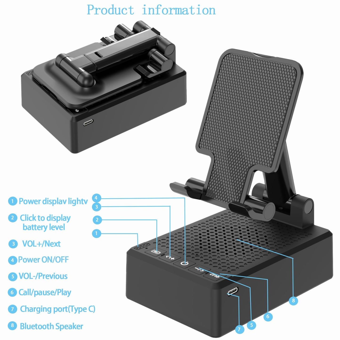 Gifts for Men Women,Cell Phone Stand with Wireless Bluetooth Speaker Anti-Slip Base HD Surround Sound Compatible with iPhone Smartphones,Cool Gadgets