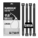 Industrial Zip Ties Heavy Duty with 250 lbs Tensile Strength, 11.6 inch, Electrical Cable Ties Heavy Duty, 50 Pieces, Wide and Thick Zip Ties,