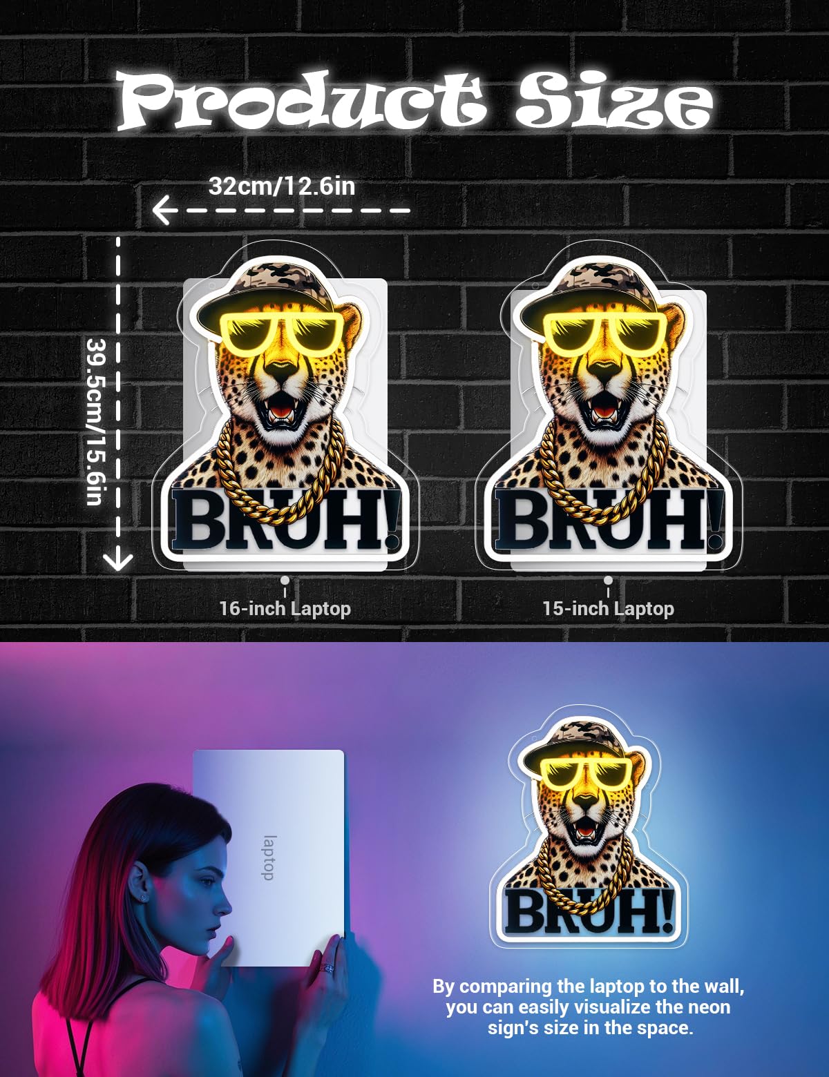 ADKALIV Leopard Neon Sign for Wall Decor, Cool Neon Light Sign for Bedroom Man Cave Bar Pub Restaurant, Christmas & Birthday Party Decorations, USB
