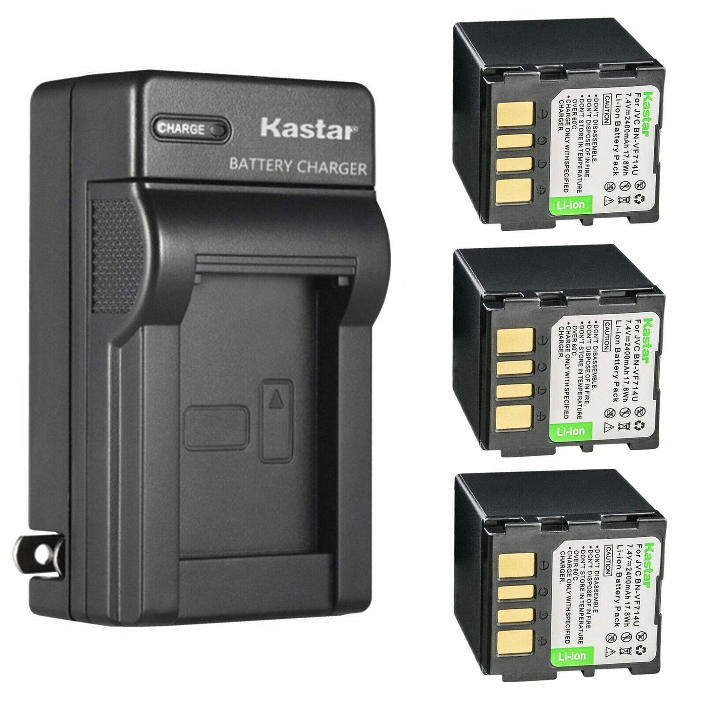Kastar 3-Pack Battery and AC Wall Charger Replacement for JVC GZ-MG20US GZ-MG21 GZ-MG21AA GZ-MG21AC GZ-MG21AH GZ-MG21E GZ-MG21EK GZ-MG21EX GZ-MG21EY