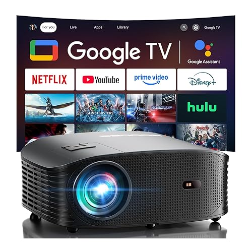 GOODEE Official Licensed Google TV 4K Mini Smart Projector with WiFi and Bluetooth - Compatible with Netflix/YouTube/Prime Video, Dolby Audio, Auto