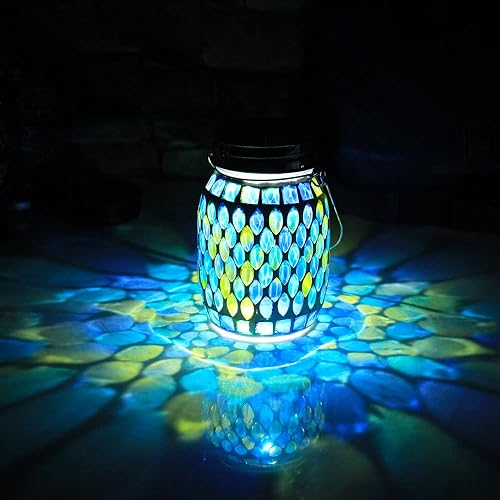 Mosaic Lights Solar Outdoor Hanging Lanterns, Garden Decor Christmas Gifts for Women Mom Grandma Halloween Decor Lights, Outdoor Waterproof Lights