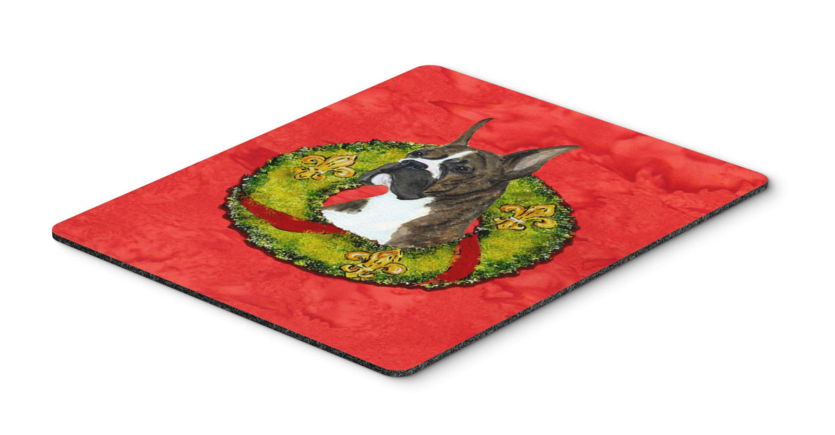 Caroline's Treasures SS4195MP Brindle Boxer Cristmas Wreath Mouse Pad, Hot Pad or Trivet for Home Office Gaming Working Computers Laptop Mouse
