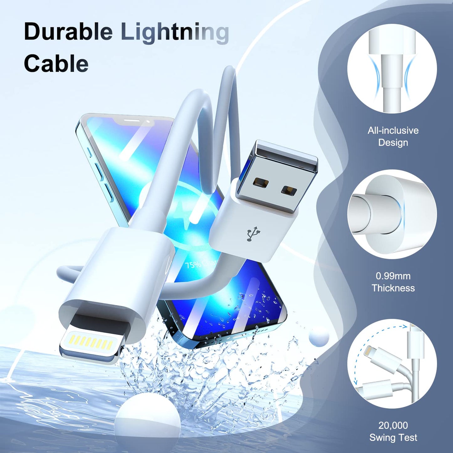 iPhone Charger Apple MFi Certified Lightning Cable 6FT Fast Charging Cord Compatible with iPhone 14 13 12 11 Pro Max XR XS X 8 7 Plus 6S/iPad/Car…
