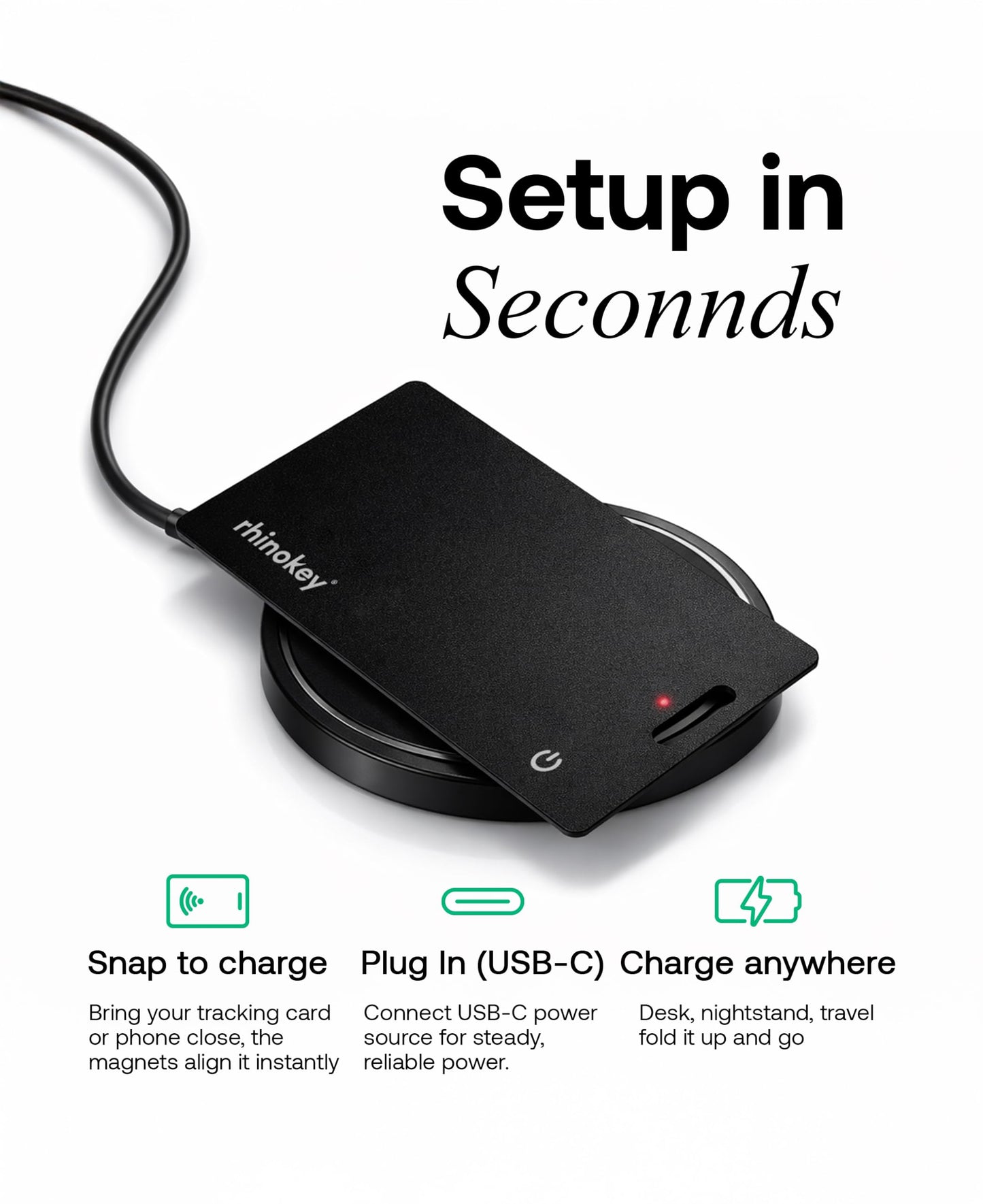 Rhinokey® 15W MagSafe Charger - Qi 1.3 Certified Magnetic Wireless Charger Pad, Slim Aluminum Alloy Fast Charging Pad for iPhone,Tracking Card