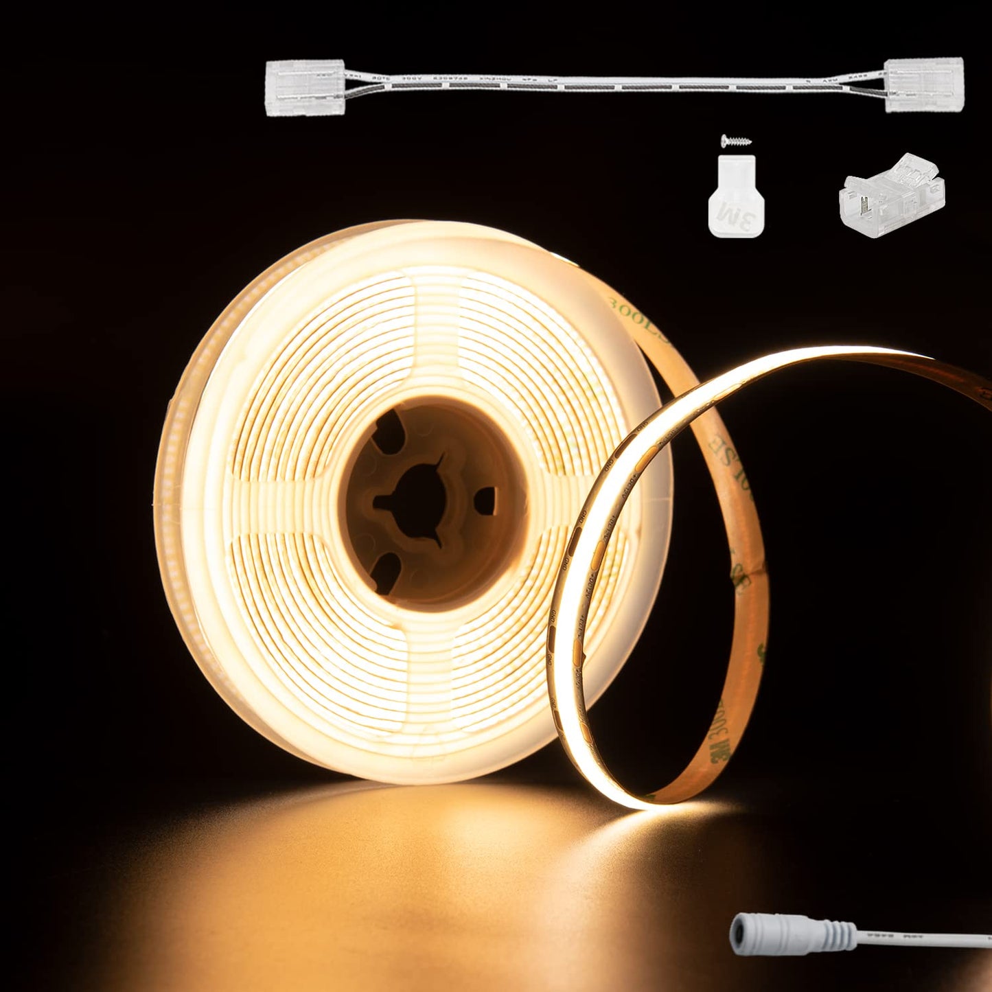 PAUTIX COB LED Strip Light 12V 18ft/5.5m Warm White 3000K 504LEDs/M Super Bright Flexible CRI93+ LED Rope Lights Bright for Kitchen Home DIY Lighting
