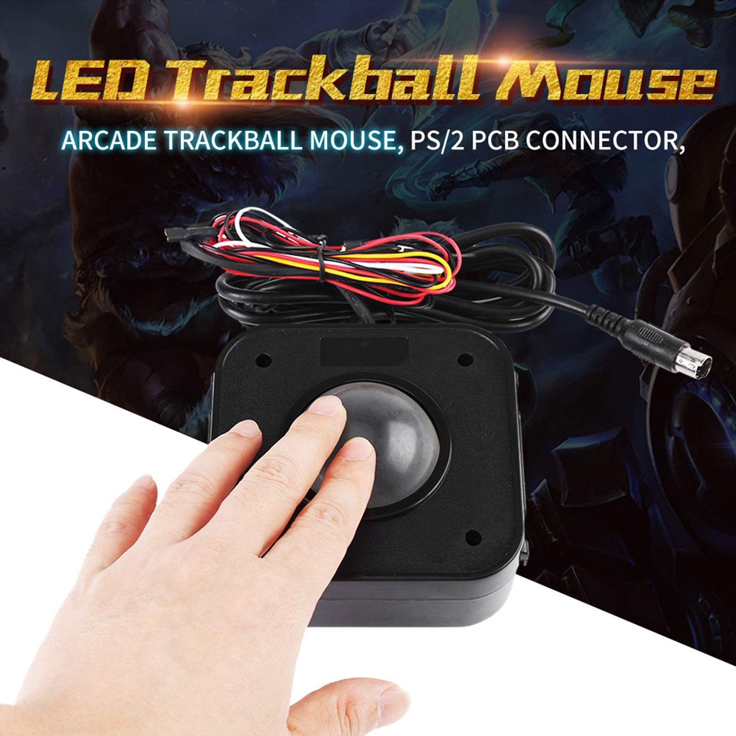 Eujgoov Round LED Trackball 4.5cm Mouse Lighted Illuminated PS/2 PCB Connector Wired Trackball for Arcade Game Machine