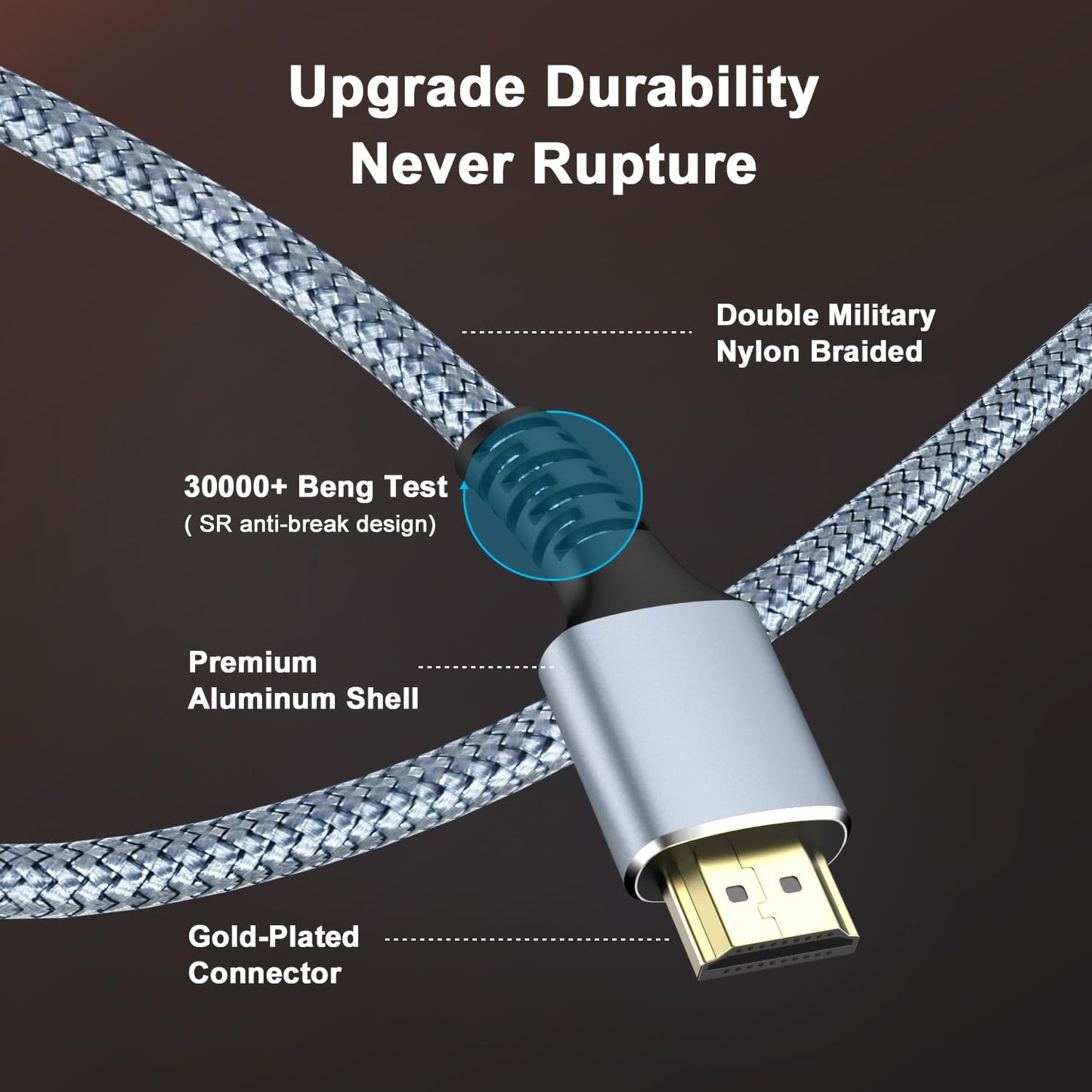 LJ zjcxin 8K 10K 4K HDMI Cable 48Gbps 2-Pack 10FT/3M, Certified Ultra High Speed HDMI Cable Braided Cord-4K@120Hz 8K@60Hz, DTS:X, HDCP 2.2 & 2.3, HDR