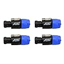 AUDIO 2000'S ACC31A1P2 Speakon Male to 1/4-Inch Female Jack Adapters Converters, Package Including Four Adapters Converters