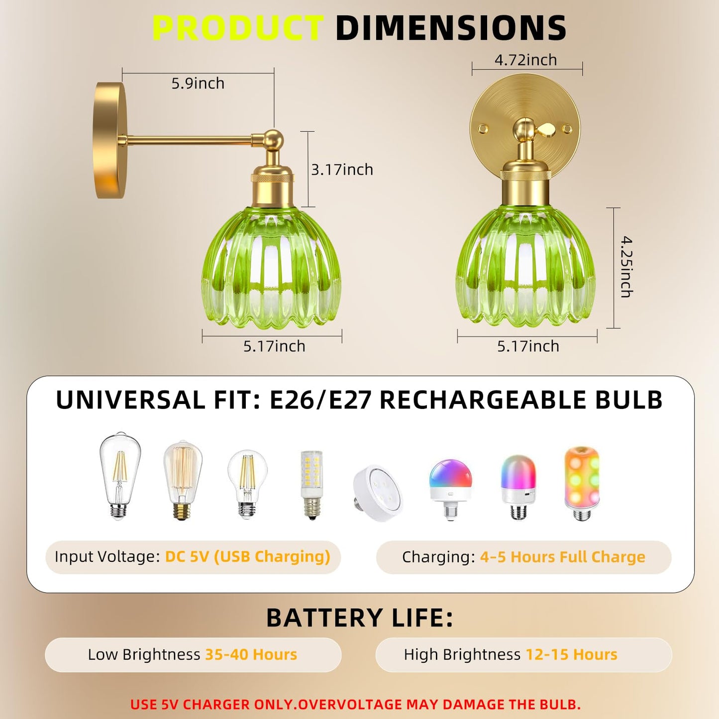 Battery Operated Wall Sconce with Remote Control, Wireless Wall sconces Set of Two with 7000mAh Dimmable Magnetic RGB Bulbs, Rechargeable Wall Light
