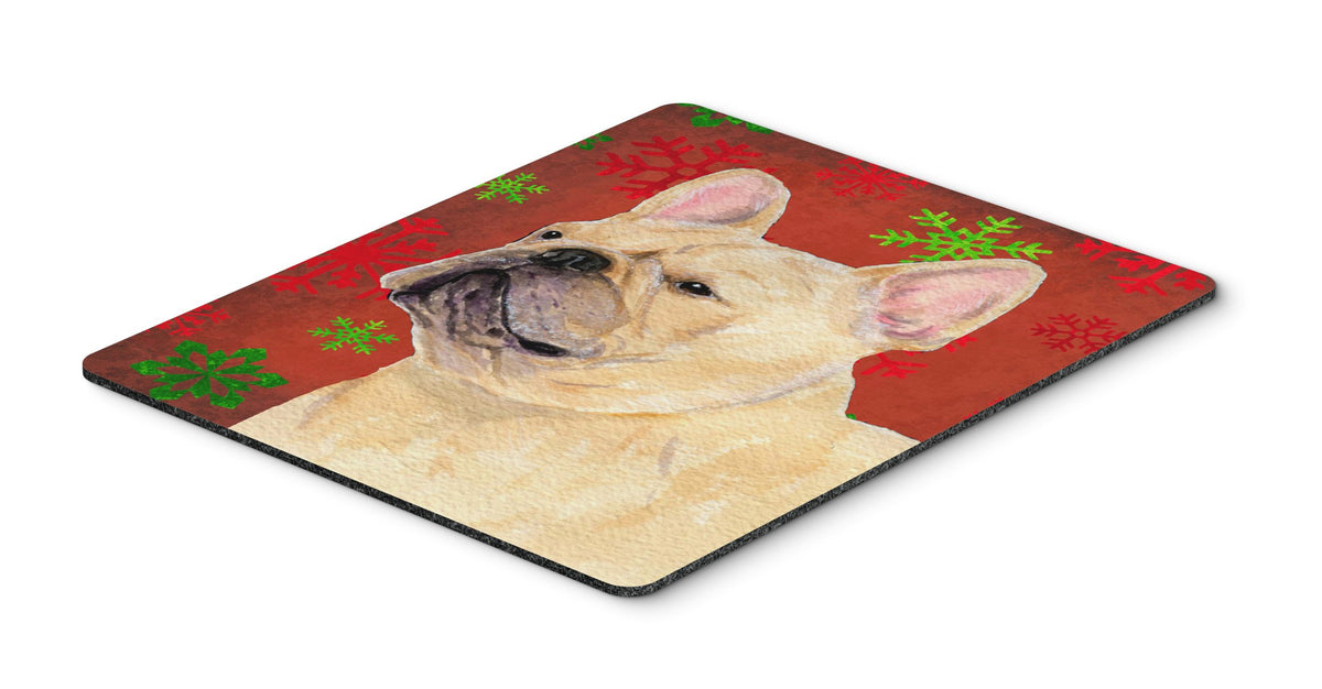 Caroline's Treasures SS4692MP "French Bulldog Red and Green Snowflakes Holiday Christmas Mouse Pad, Hot Pad or Trivet" for Home Office Gaming Working
