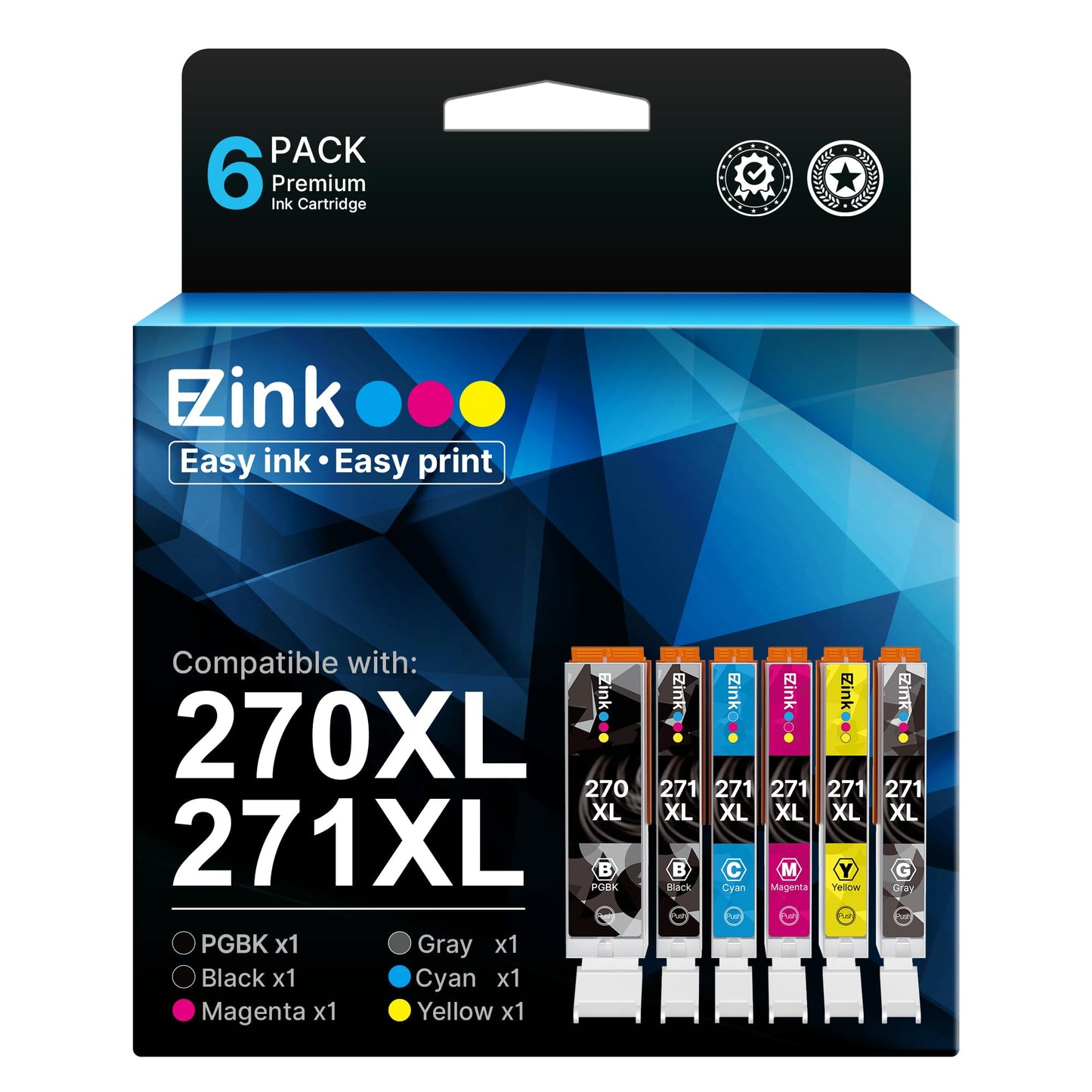 E-Z Ink Compatible for Canon PGI-270XL CLI-271XL 270XL 271XL Ink,6 Pack
