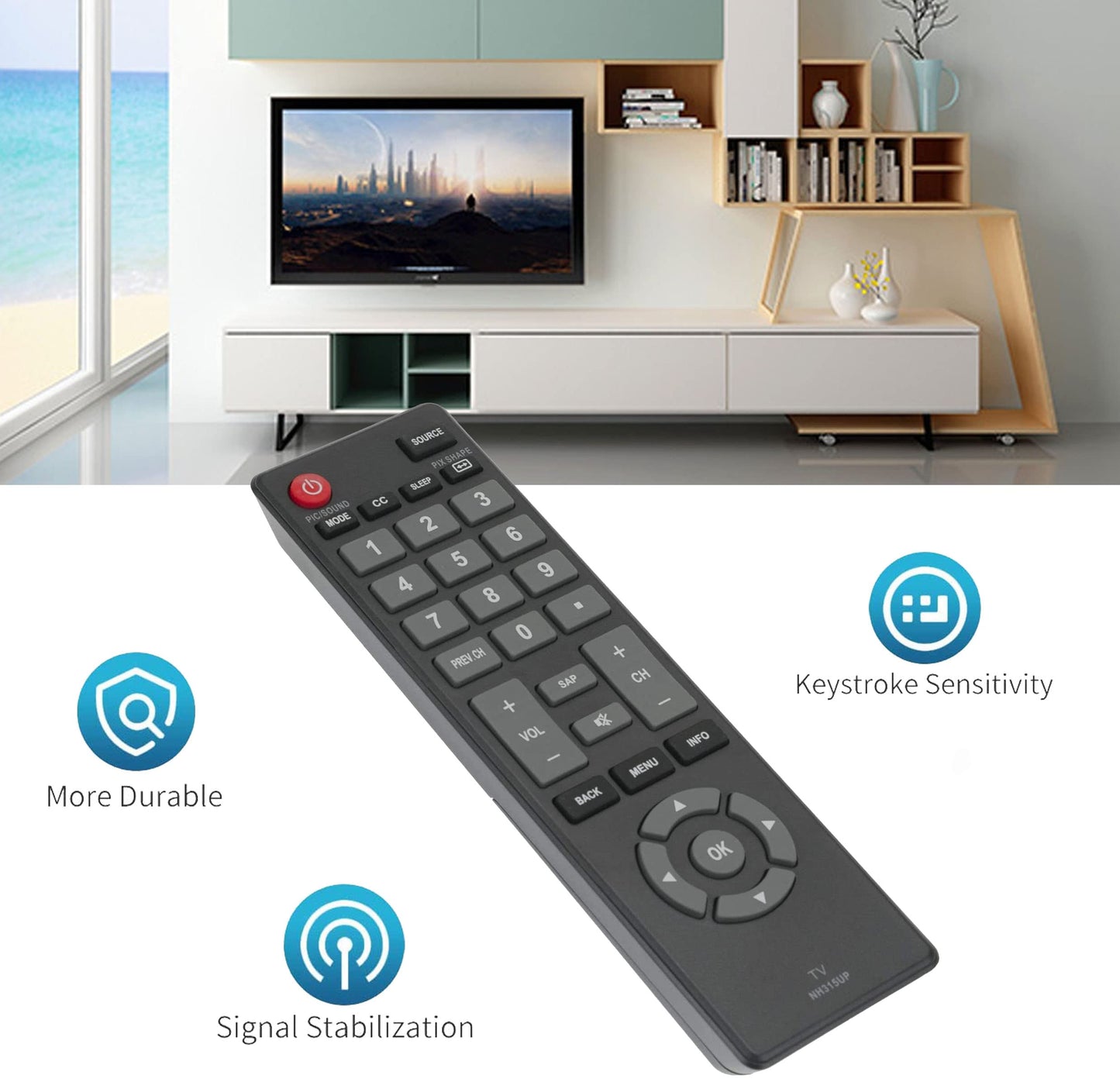 Replacement Remote Control for Sanyo NH312UP TV FW32D08F FW32D08F-B FW40D48F-B FW43D47F FW50D48F FW50D36F FW50D36F-B