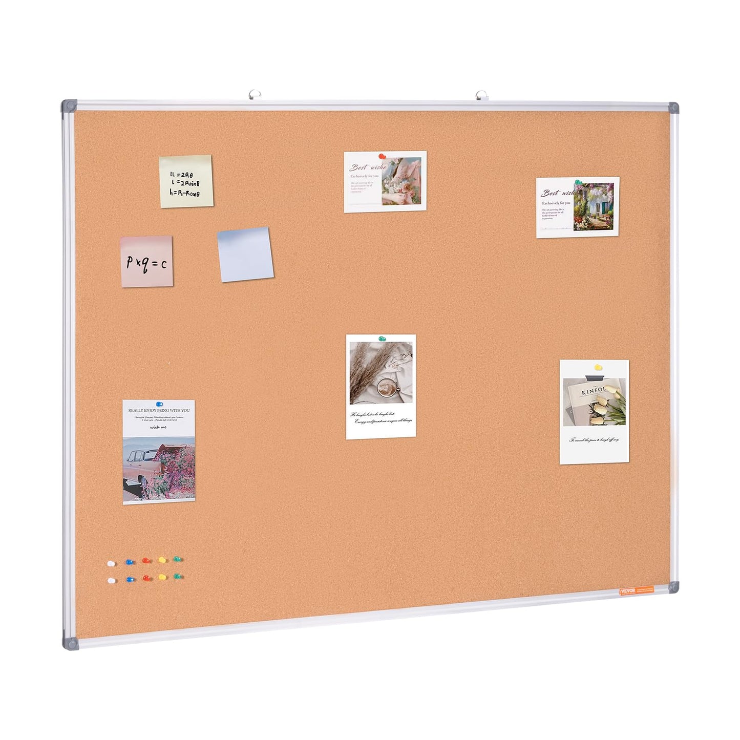 VEVOR 48"x36" Large Cork Board - Wall-Mounted Bulletin Board with Pin Board - Perfect for School, Home, Office