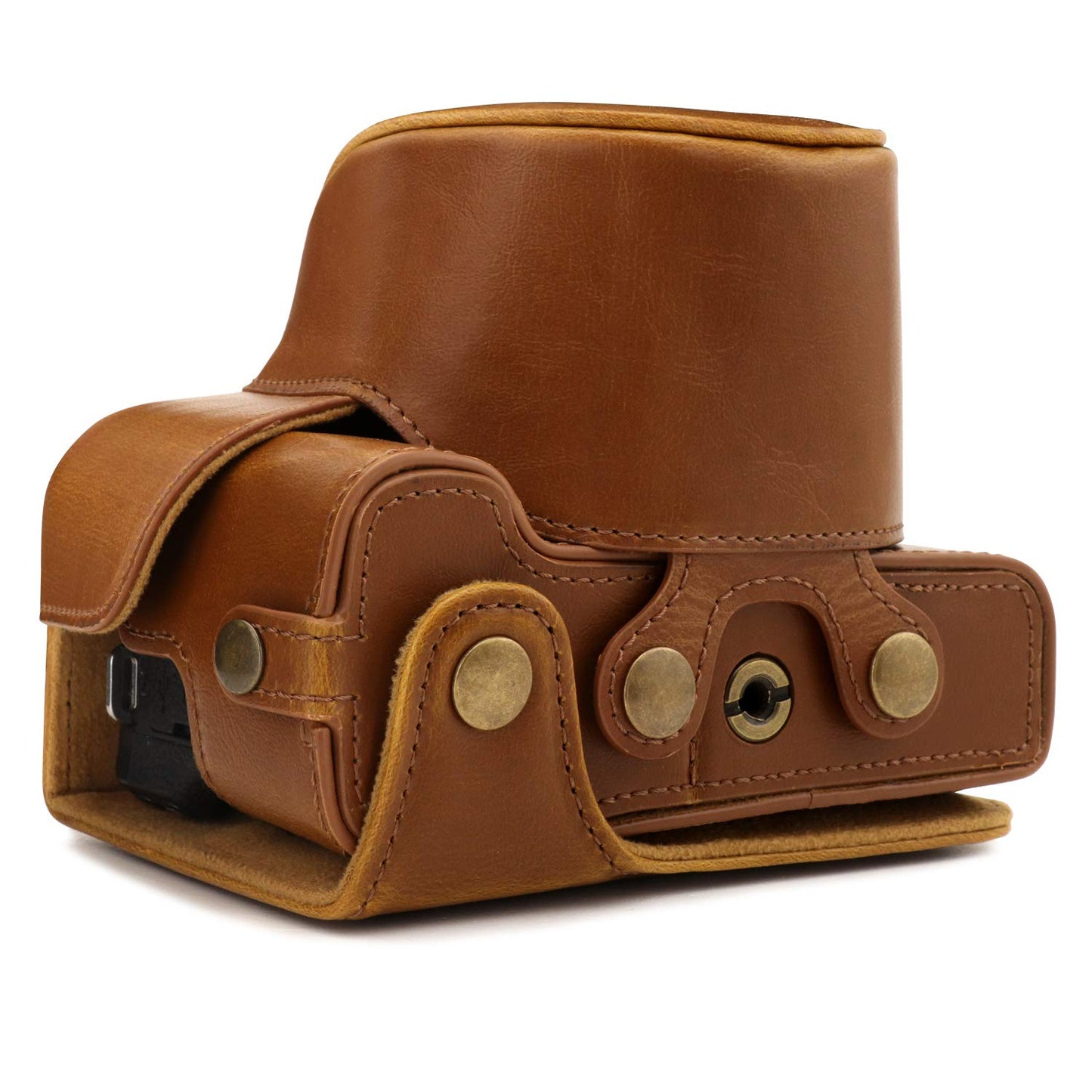 Megagear MG1752 Ever Ready Leather Camera Case Compatible with Canon EOS M6 Mark II (15-45mm) - Light Brown