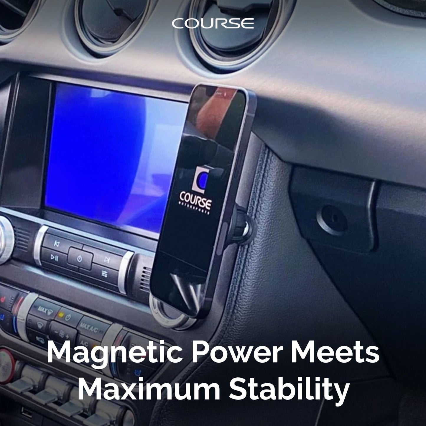 Course Motorsports Direct Fit Magnetic Phone Mount | Mustang Phone Mount | Custom Fit Car Phone Mount | Compatible with Ford Mustang GT, GT-350