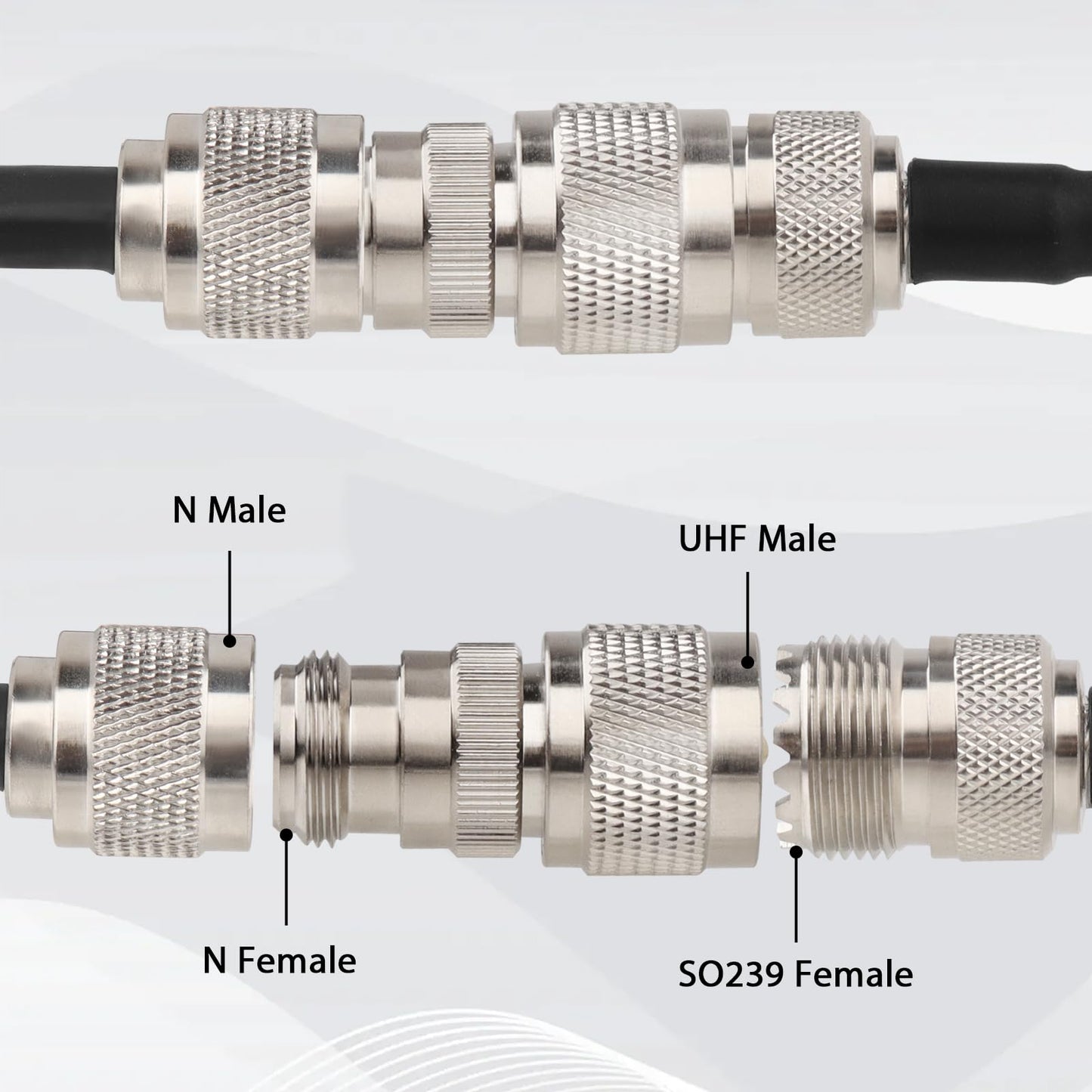 MOOKEERF 2 PCS N Female to PL259 UHF Male Plug RF Coaxial Connector Adapter for WiFi Antenna Extension Cable