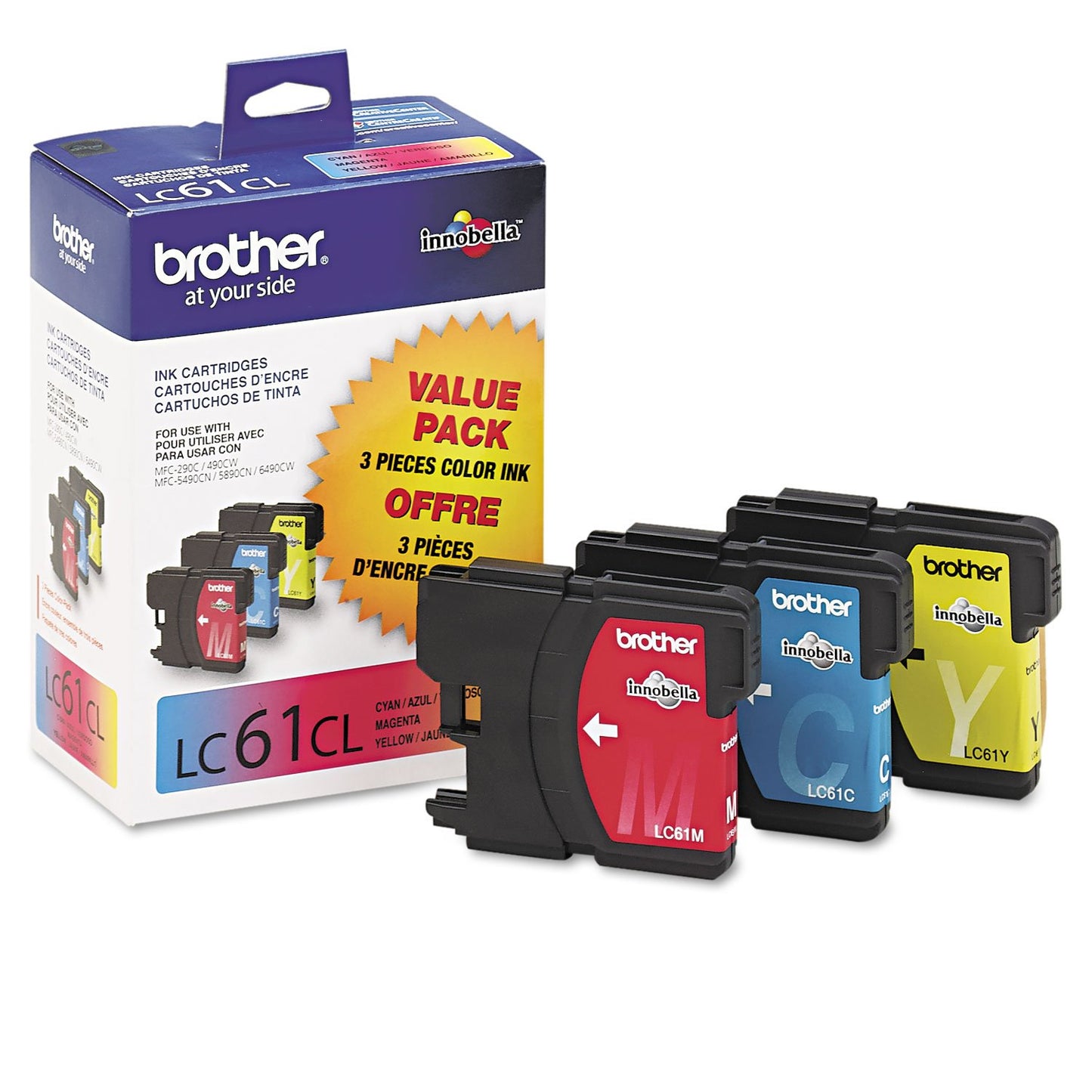 Brother Genuine Standard Yield Color Ink Cartridges, LC613PKS, Replacement 3 Pack of Color Ink, Includes 1 Cartridge Each of Cyan, Magenta & Yellow