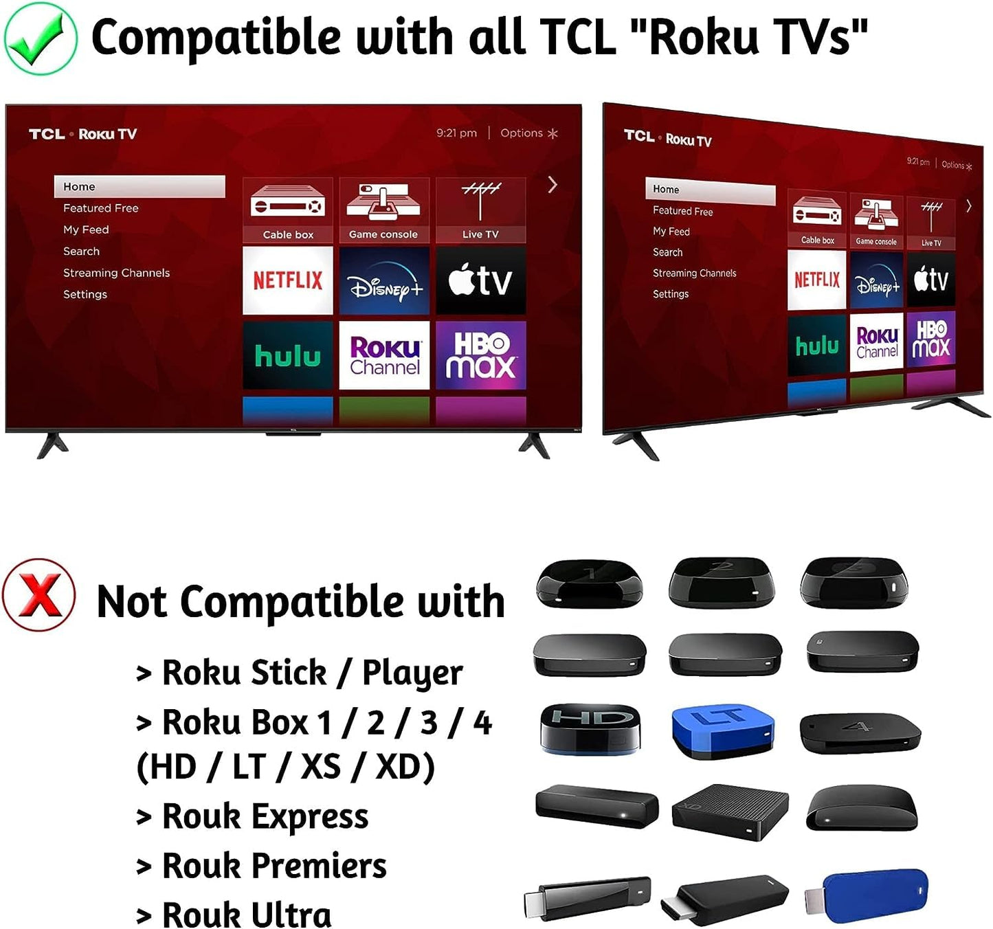Amtone RC280 OEM Replacement Universal TV Remote Control Compatible with All TCL Roku TVs. ?Only Works with Roku TVs, Not for Roku Stick and Roku Box?