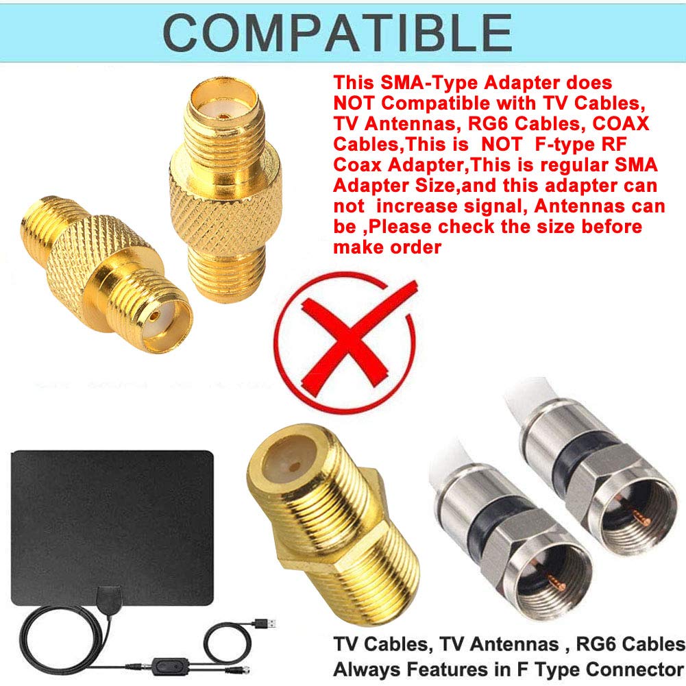 onelinkmore SMA Connector FPV Antennas Radio Adapter SMA Female to Female Barrel Adapter Antenna Jack Adapter SMA Coupler Adapter for Wireless LAN