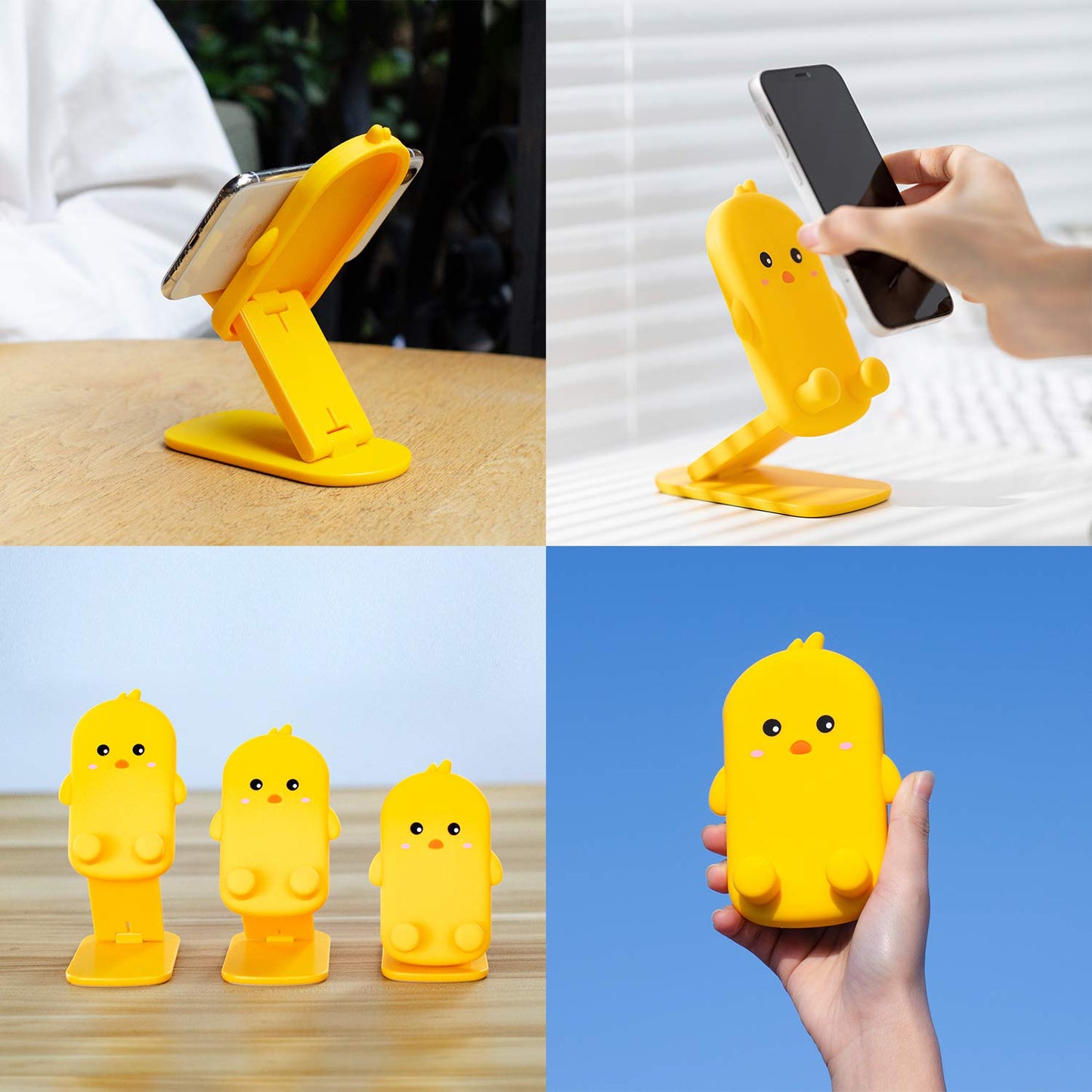 Anpdasi Cute Cell Phone Stand Foldable Adjustable Animal Phone Holder for Desk Silicone Protection Compatible with iPhone 16 15 14 13 12 Pro Max iPad