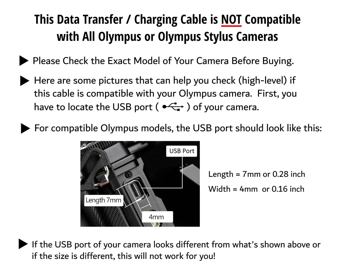 ienza USB Data File Picture Transfer Charger Charging Wire Cord Cable CB-USB5 USB6 USB8 for Olympus Tough TG-830 TG-630 TG-860 TG-870 & Select Stylus