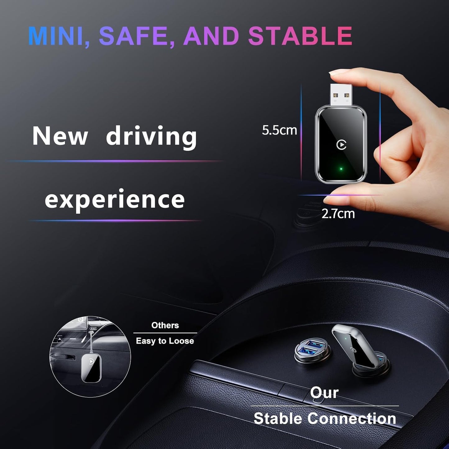 Wireless carplay Adapt for iPhone?IOS10+?.Phone-Car Connectivity.Wired to Wireless Smart car Machine Interconnection abox. Mini Size with Extended