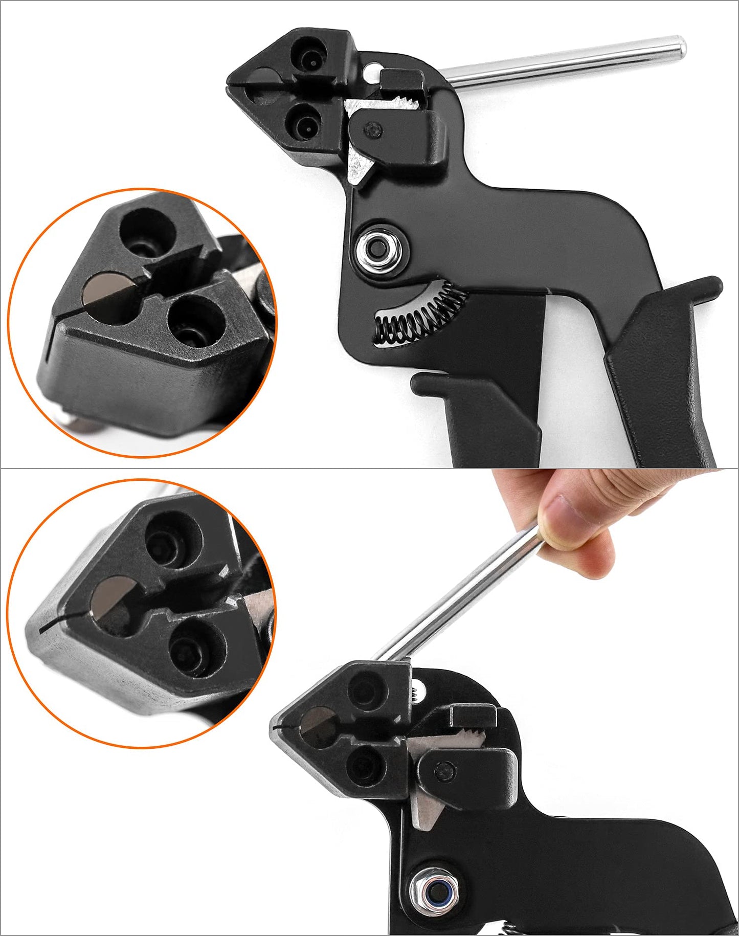 QWORK Cable Tie Gun, Stainless Steel Zip Tie Tightener Wrap Tool, Self-locking Metal Zip Ties Tool, Cable Tie Fasten and Cut for Nylon Plastic Steel