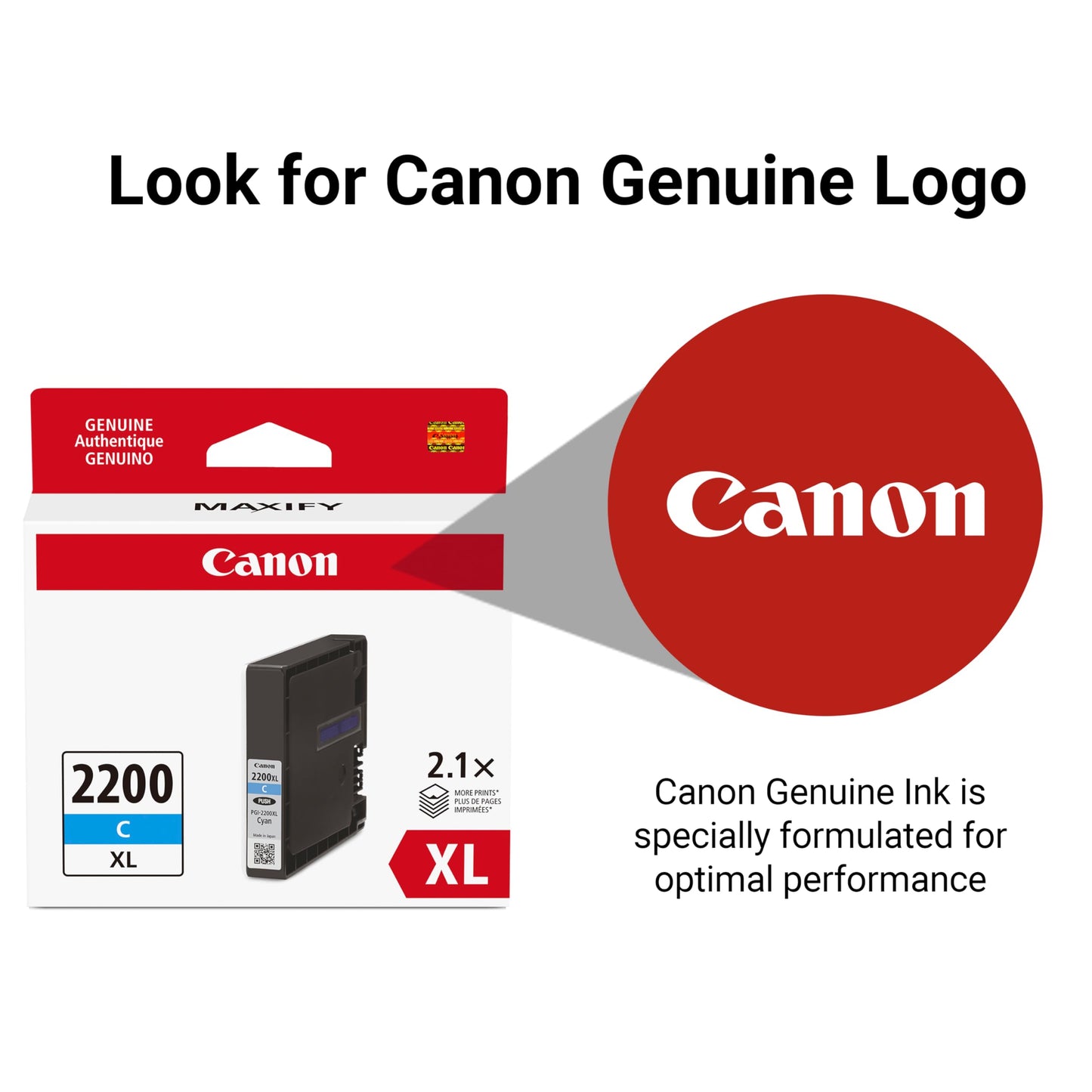 Canon PGI-2200XL Genuine Cyan Ink Tank, Compatible with IB4120, MB5420, MB5120, IB4020, MB5020, and MB5320 (Optional) Printers